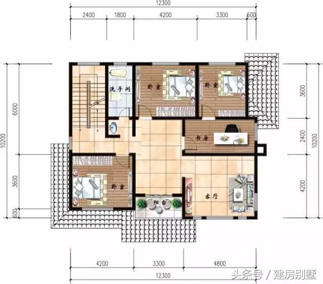 13.7×10.2米二層農(nóng)村別墅，閨房連著書屋，錦繡添香