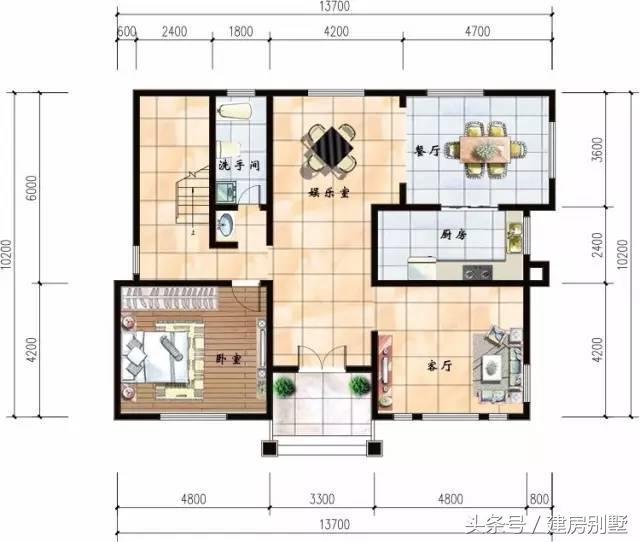 13.7×10.2米二層農(nóng)村別墅，閨房連著書屋，錦繡添香