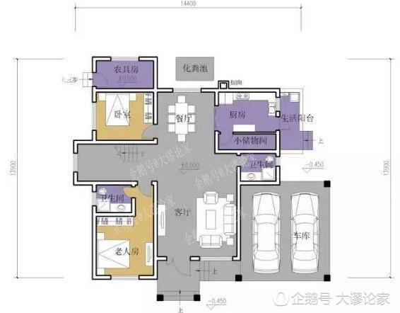 帶開放式車庫的二層農(nóng)村別墅，真石漆外墻被點贊