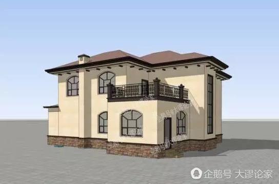 帶開放式車庫的二層農(nóng)村別墅，真石漆外墻被點贊