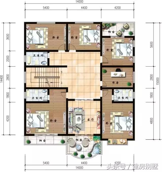 14×15.6米二層半農(nóng)村別墅，7個臥室?guī)чw樓，還有客人最喜歡的棋牌室