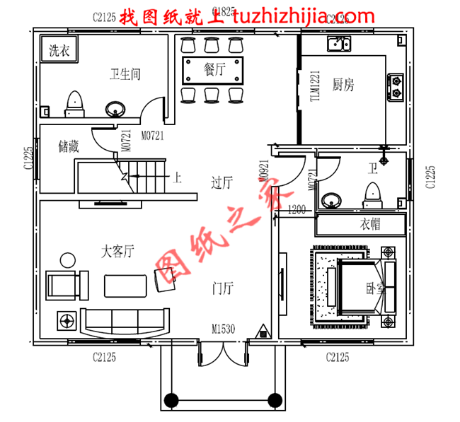 100平方三層樓房設計圖及圖片,戶型設計簡約時尚
