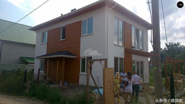 簡歐風格15米X10米兩層帶車庫磚混農村二層房屋設計圖帶建成的圖片