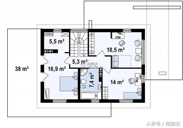 簡歐風格15米X10米兩層帶車庫磚混農村二層房屋設計圖帶建成的圖片