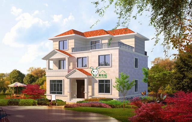 三層樓房設計圖包含全套施工圖紙，自建房效果圖