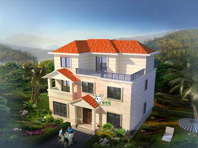 三層樓房設計圖包含全套施工圖紙，自建房效果圖