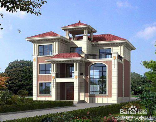 歐式三層小別墅設計圖，帶旋轉樓梯