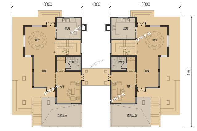 簡約風(fēng)格雙拼別墅設(shè)計參考圖