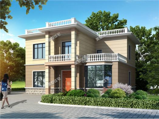 12X11米二層平屋頂農村別墅圖，露臺加天臺，空間利用率高