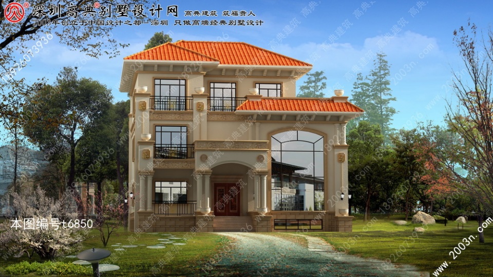 豪華別墅設計圖紙效果圖首層195平方米！