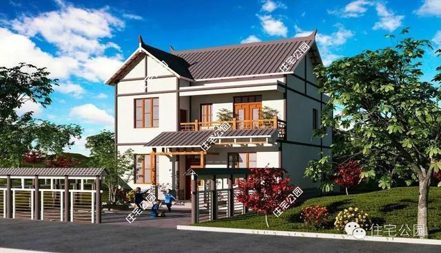 農村中式二層小別墅戶型，你會把車庫這么放嗎？