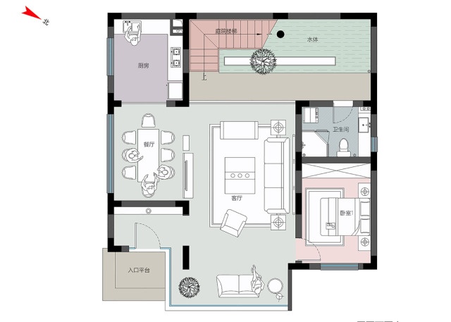 農村現代別墅，屋頂帶蓄水池，簡約時尚，