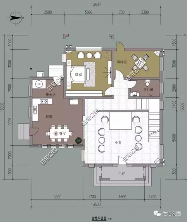 農(nóng)村自建3層別墅13X15米，獨(dú)立廚房、帶柴火房！