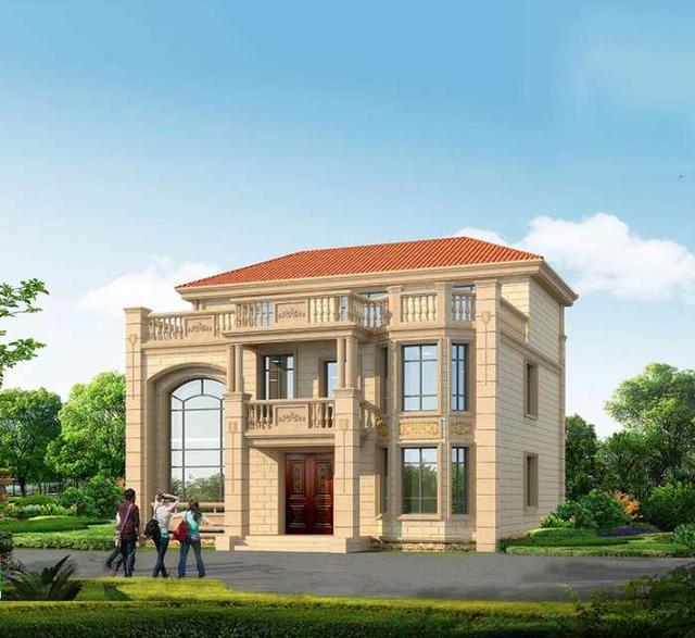 12.7X11.8米平坡屋頂結合三層別墅，挑空客廳旋轉樓梯樣樣不落