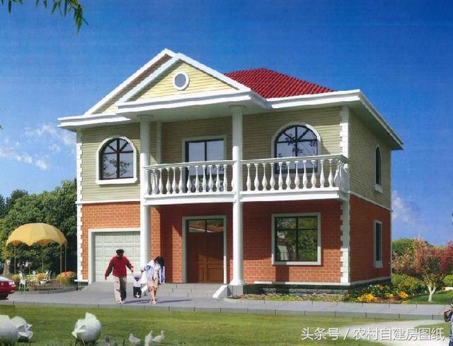 120平二層農村自建樓戶型圖，帶車庫和神位