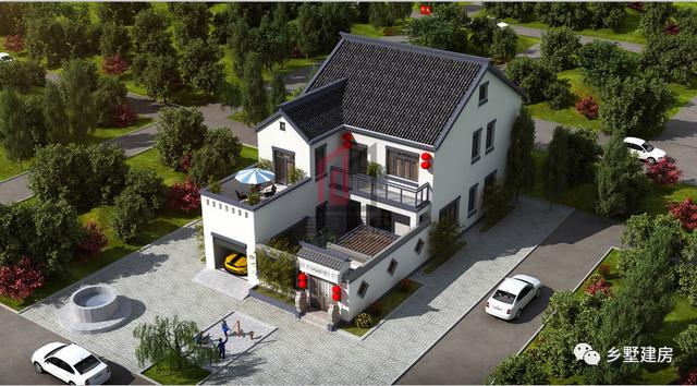 傳統中式自建別墅與現代風格碰撞，看看你喜歡這種自建房嗎？