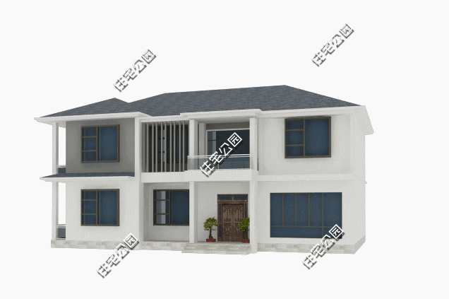 4間兩層現代簡約風格農村別墅方案圖，大客廳，大餐廳