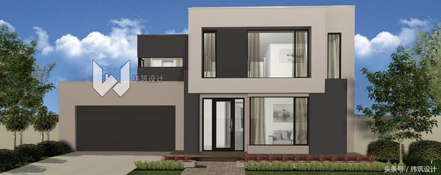 現代風格兩層自建房設計圖，坡頂、平頂兩種戶型選擇