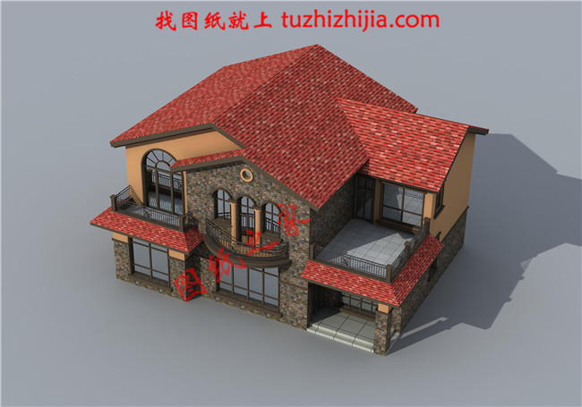 帶閣樓西班牙風格農村二層樓房設計圖及效果圖，實用美觀