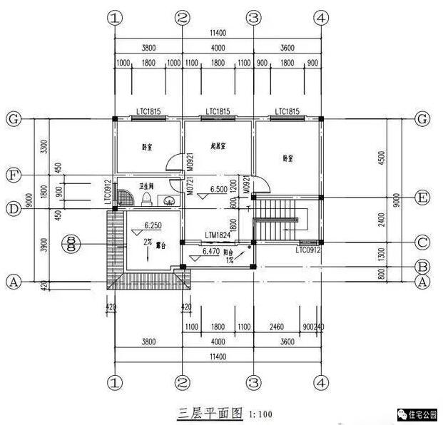 11.4X9米農村別墅，5室2廳，帶堂屋！