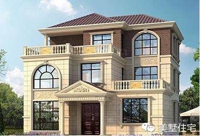 11x11米歐式三層小別墅戶型圖，3種外觀配色，各有千秋