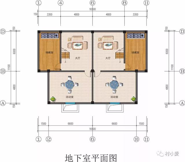 17x23m花瓣形雙拼別墅，帶戶外餐廳