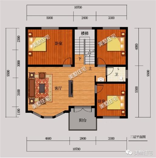 10X10米三層小別墅戶型圖，6室2廳還帶夾空層