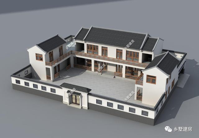 農村自建二層四合院別墅，需要多少錢？看完這套圖紙借錢都得建