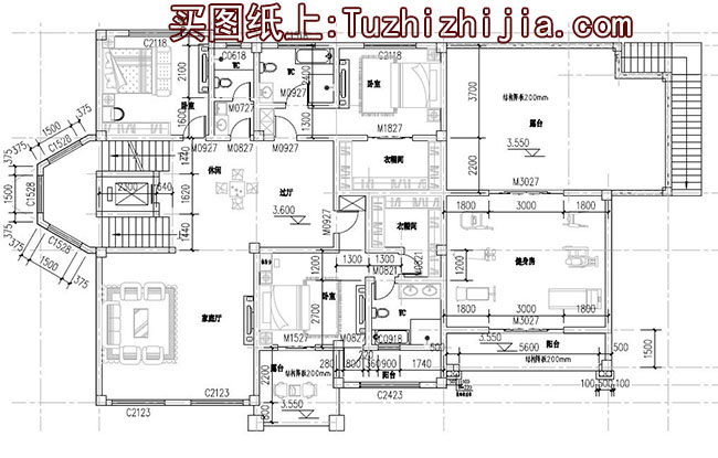 300平大戶型豪華三層別墅設計圖,帶總統套房