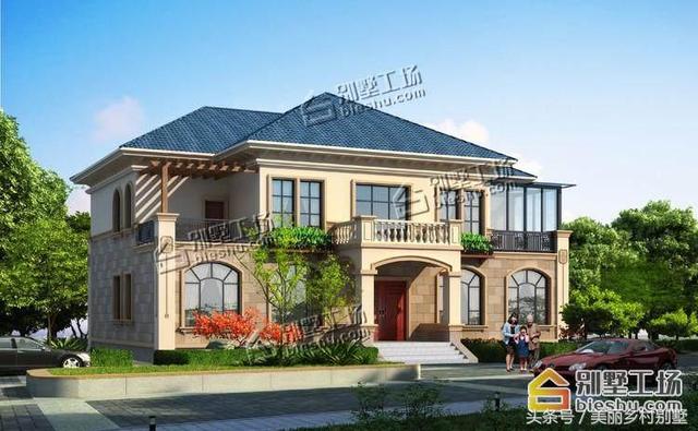 17.76X14.16m農村四間二層簡歐別墅戶型圖，一個字漂亮