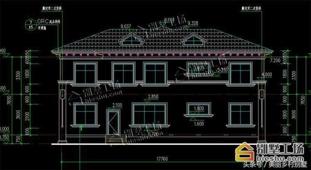 17.76X14.16m農村四間二層簡歐別墅戶型圖，一個字漂亮