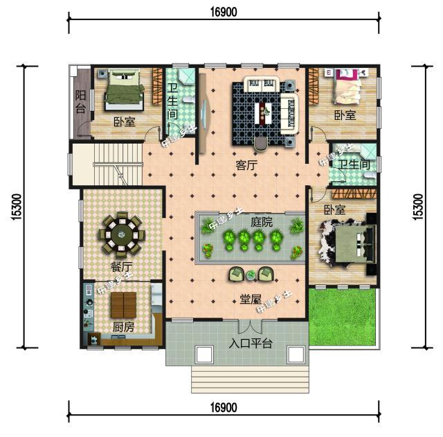 17x15米二層帶下沉式庭院新中式別墅全套圖紙分享！