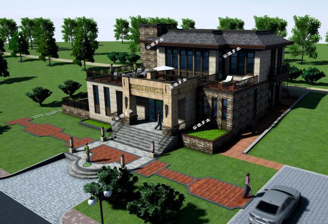 17x15米二層帶下沉式庭院新中式別墅全套圖紙分享！