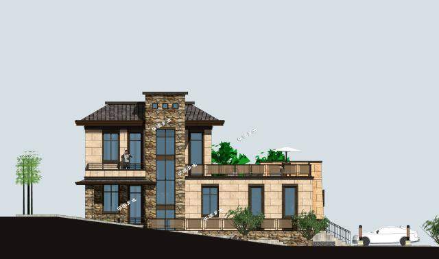 17x15米二層帶下沉式庭院新中式別墅全套圖紙分享！