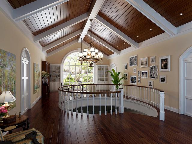 一進屋被旋轉樓梯吸引了，鄭州330平別墅真是太美啦！