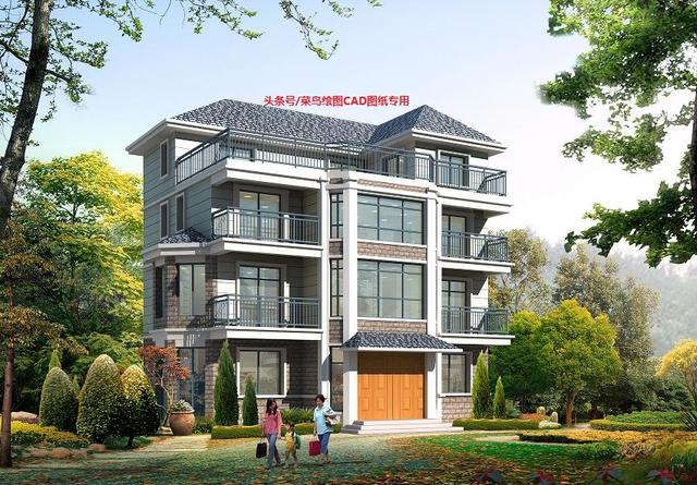 30萬建4層單家獨院式別墅！坡屋面形式鏤空欄桿以及八角窗運用！