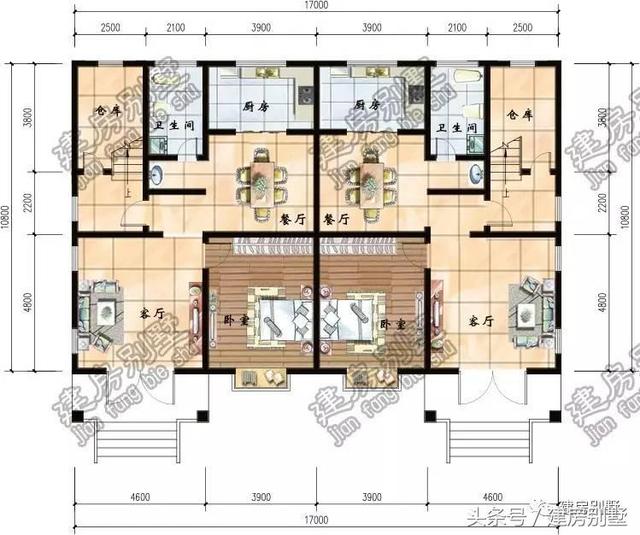 兩套兄弟雙拼農村別墅圖紙，一個家族的興盛象征
