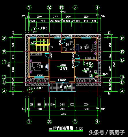 12.44×9.54三層別墅施工圖、效果圖！