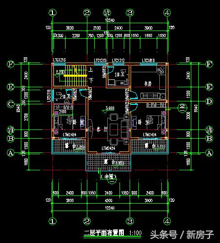 12.44×9.54三層別墅施工圖、效果圖！