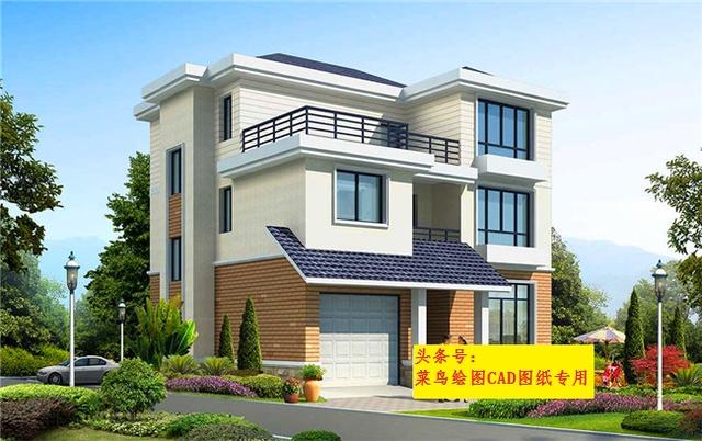 20萬建3層別墅！外觀造型簡潔色彩明亮，帶車庫及大露臺