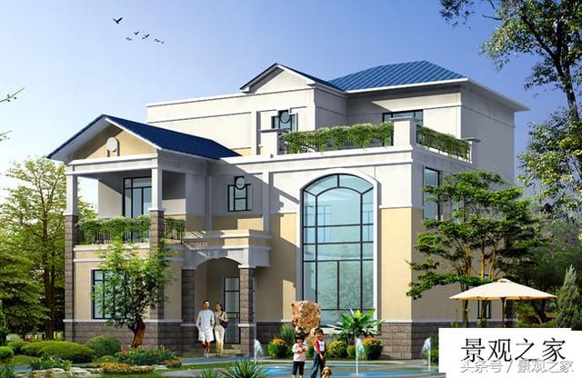 三層別墅設計施工圖紙（含外觀效果圖）帶車庫露臺