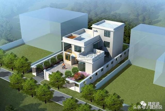 帶庭院三層現代風格農村別墅戶型，平屋頂竟然也這么漂亮