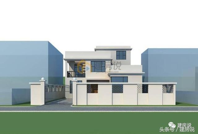 帶庭院三層現代風格農村別墅戶型，平屋頂竟然也這么漂亮