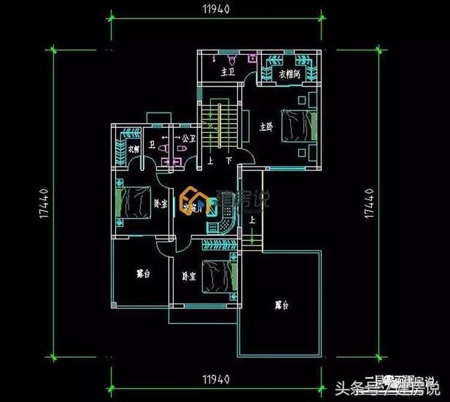 帶庭院三層現代風格農村別墅戶型，平屋頂竟然也這么漂亮