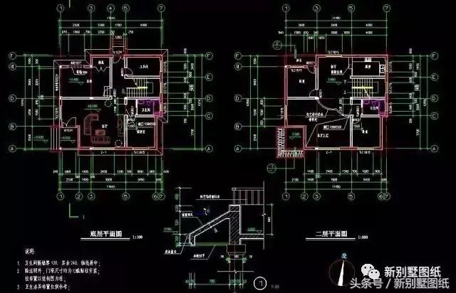 5套農(nóng)村實用小別墅戶型，二三層都有，附各套平面圖