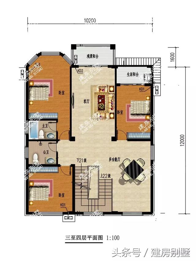 超氣派的五層農村別墅設計圖，配旋轉樓梯和觀景涼亭，你值得擁有的豪宅
