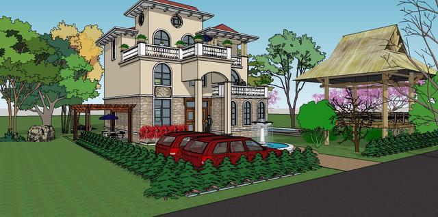 易蓋房圖紙：12X11米農村別墅，挑空客廳+旋轉樓梯，戶型棒