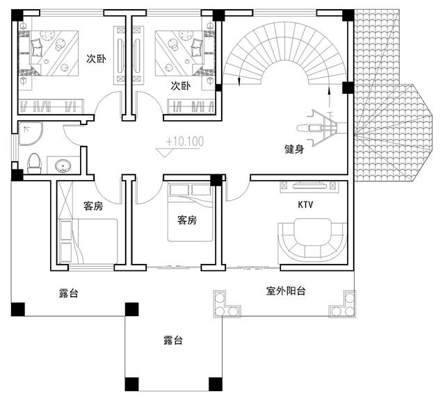 易蓋房圖紙：12X11米農村別墅，挑空客廳+旋轉樓梯，戶型棒