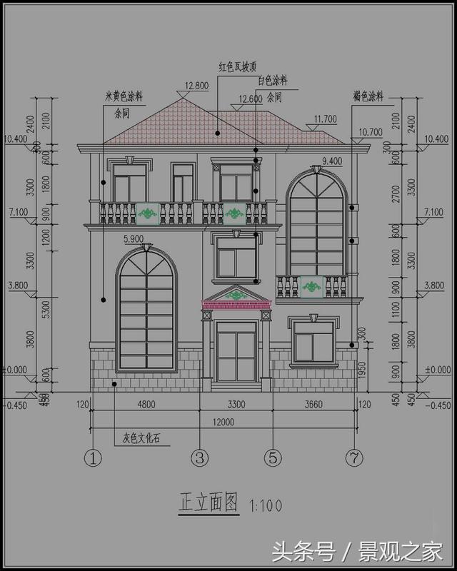 新農村三層自建房設計施工圖，農村別墅戶型圖