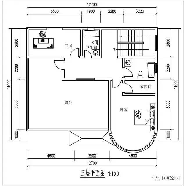 12X11米農村3層別墅，落地窗設計帶露臺，30萬自建！